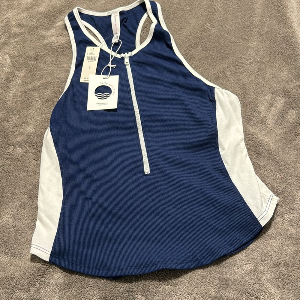 ✨ Anthropologie Piped Half-Zip Tank Sz L - Picture 6 of 7
